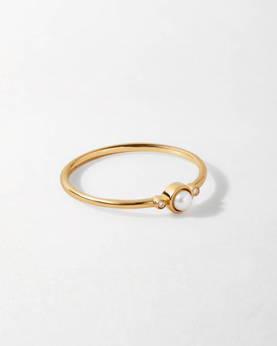 Trio Ring with Pearl and Diamonds
