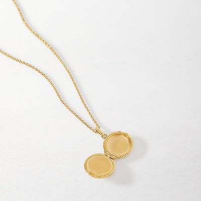 Gold Radiant Pearl Locket Necklace