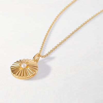 Gold Radiant Pearl Locket Necklace