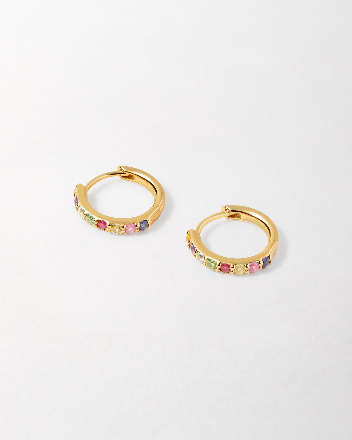 Colorful Rainbow Sapphire Hoop Earrings