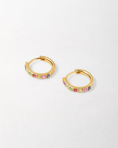 Colorful Rainbow Sapphire Hoop Earrings