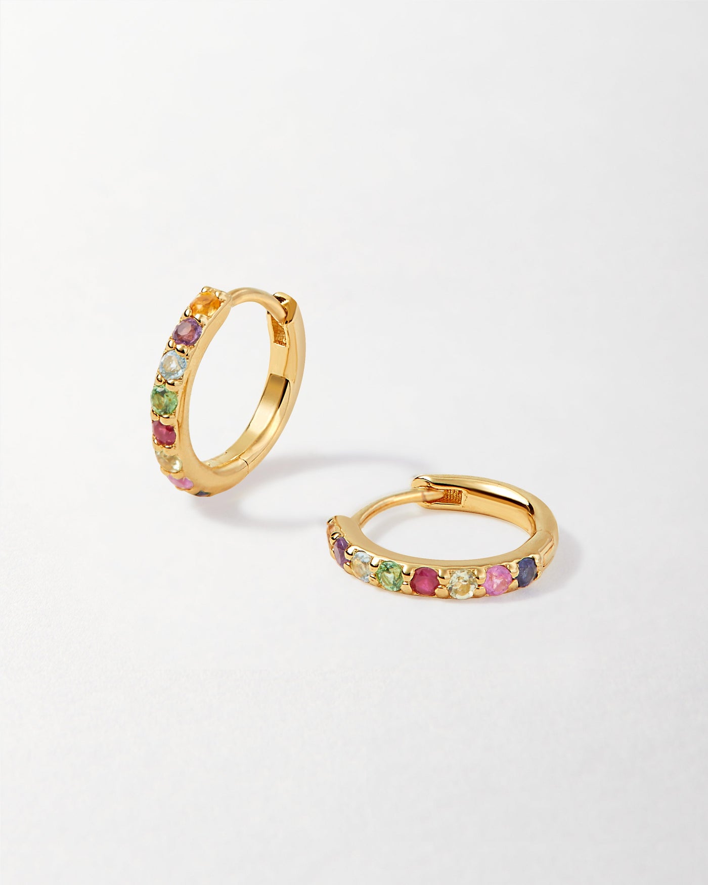Colorful Rainbow Sapphire Hoop Earrings