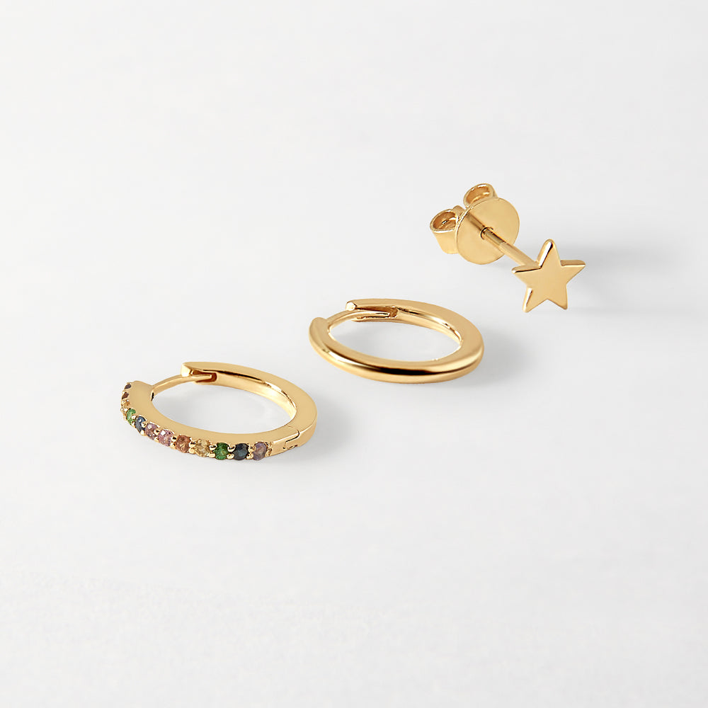 Colorful Rainbow Huggie Earrings Collection