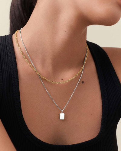 Silver Initial Tag Necklace