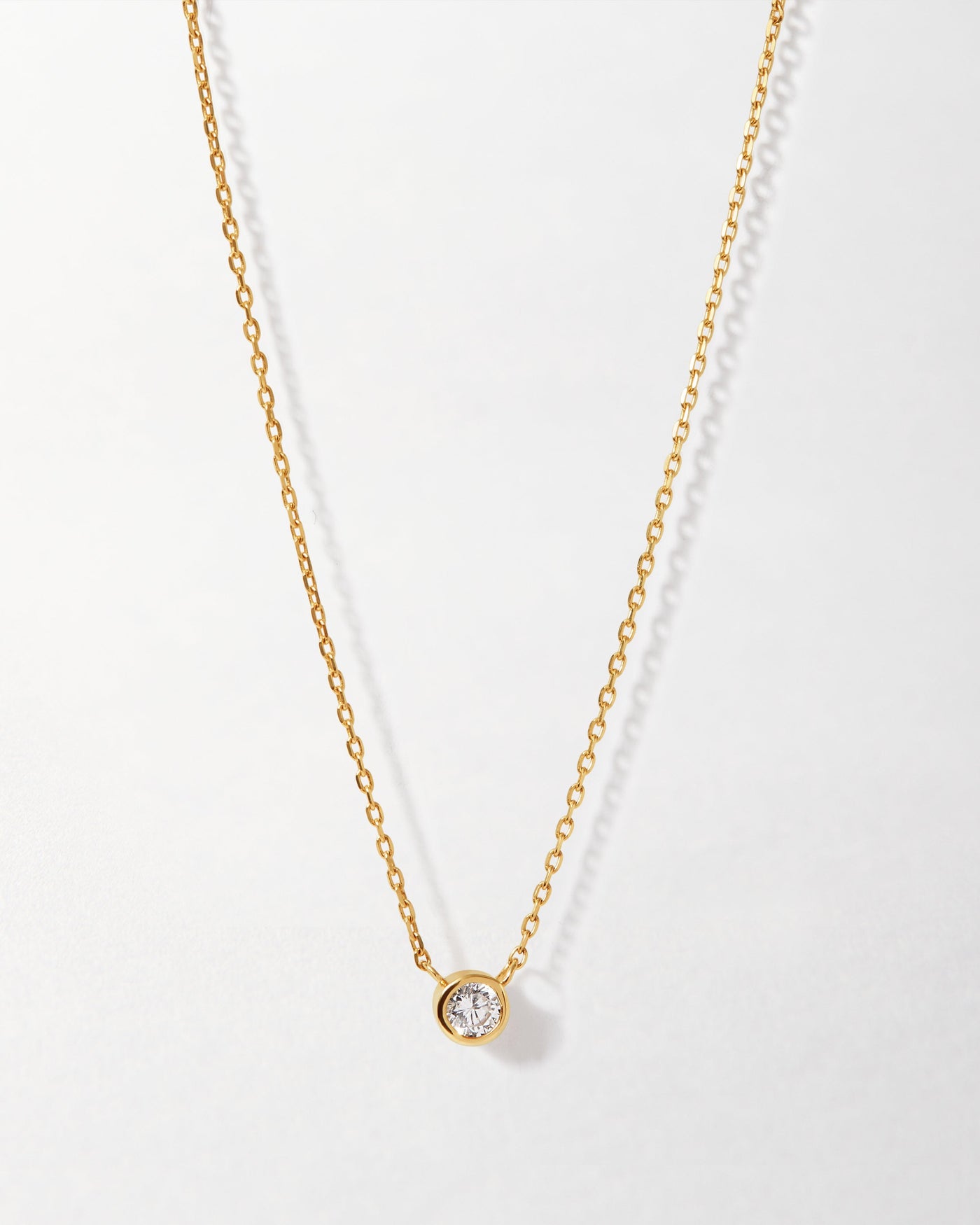 Yellow Gold Solitaire Diamond Pendant Necklace