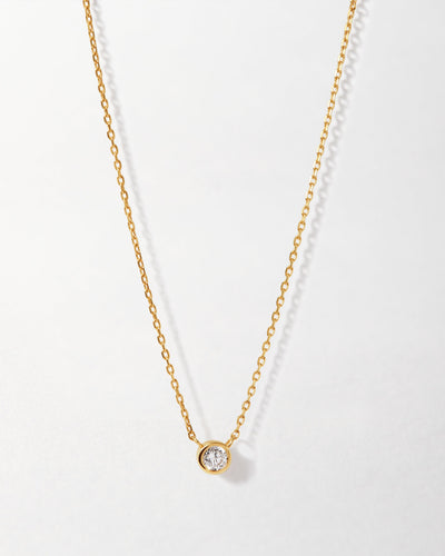 Yellow Gold Solitaire Diamond Pendant Necklace