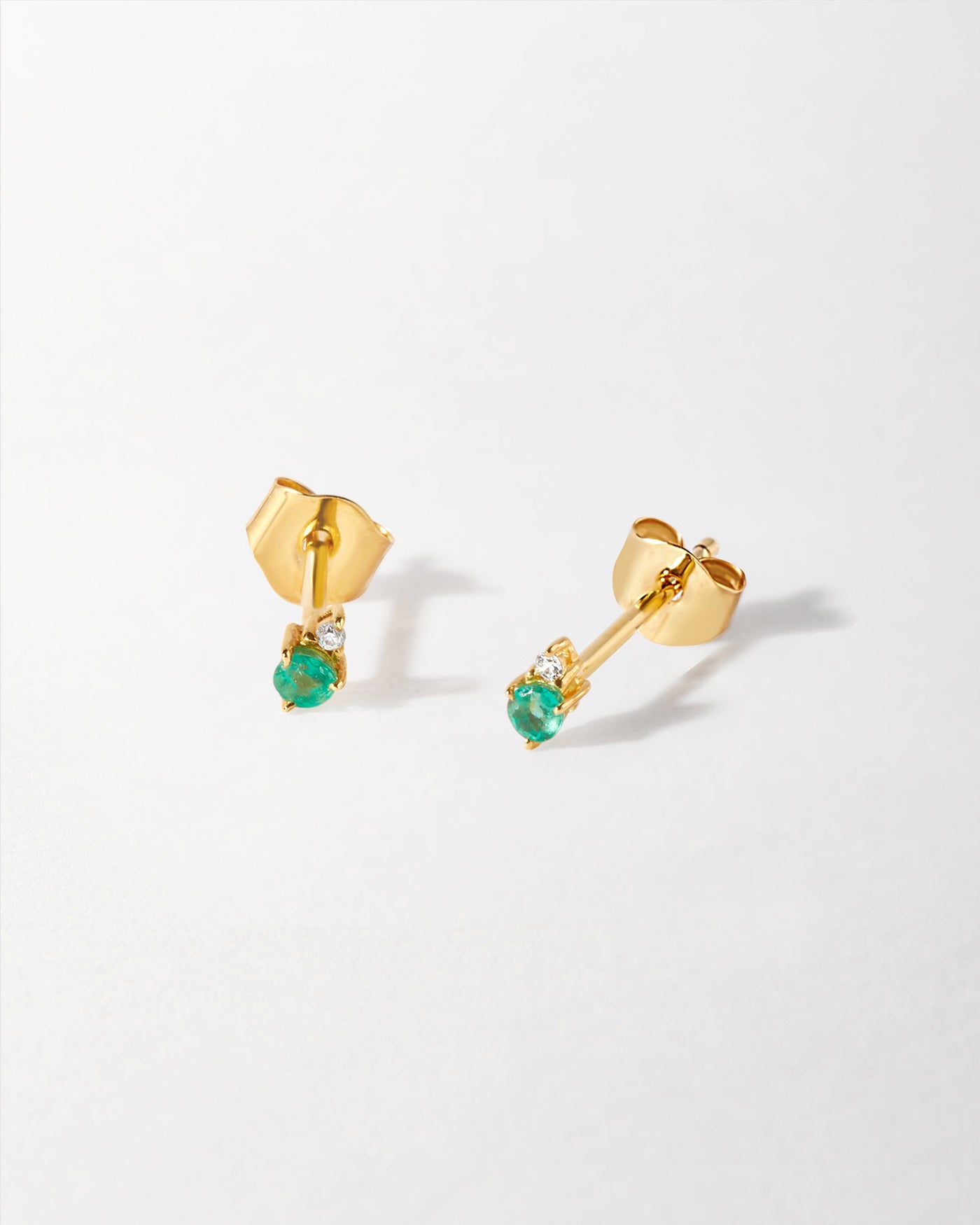 Emerald and Diamond Stud Earrings