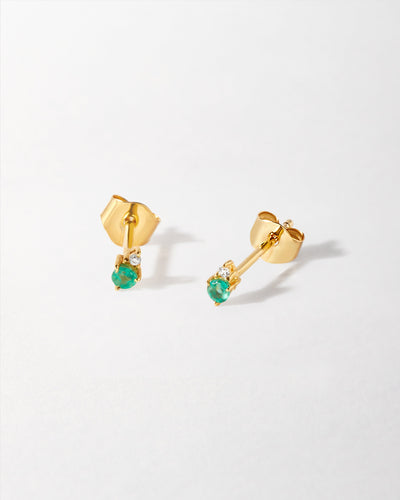 Emerald and Diamond Stud Earrings