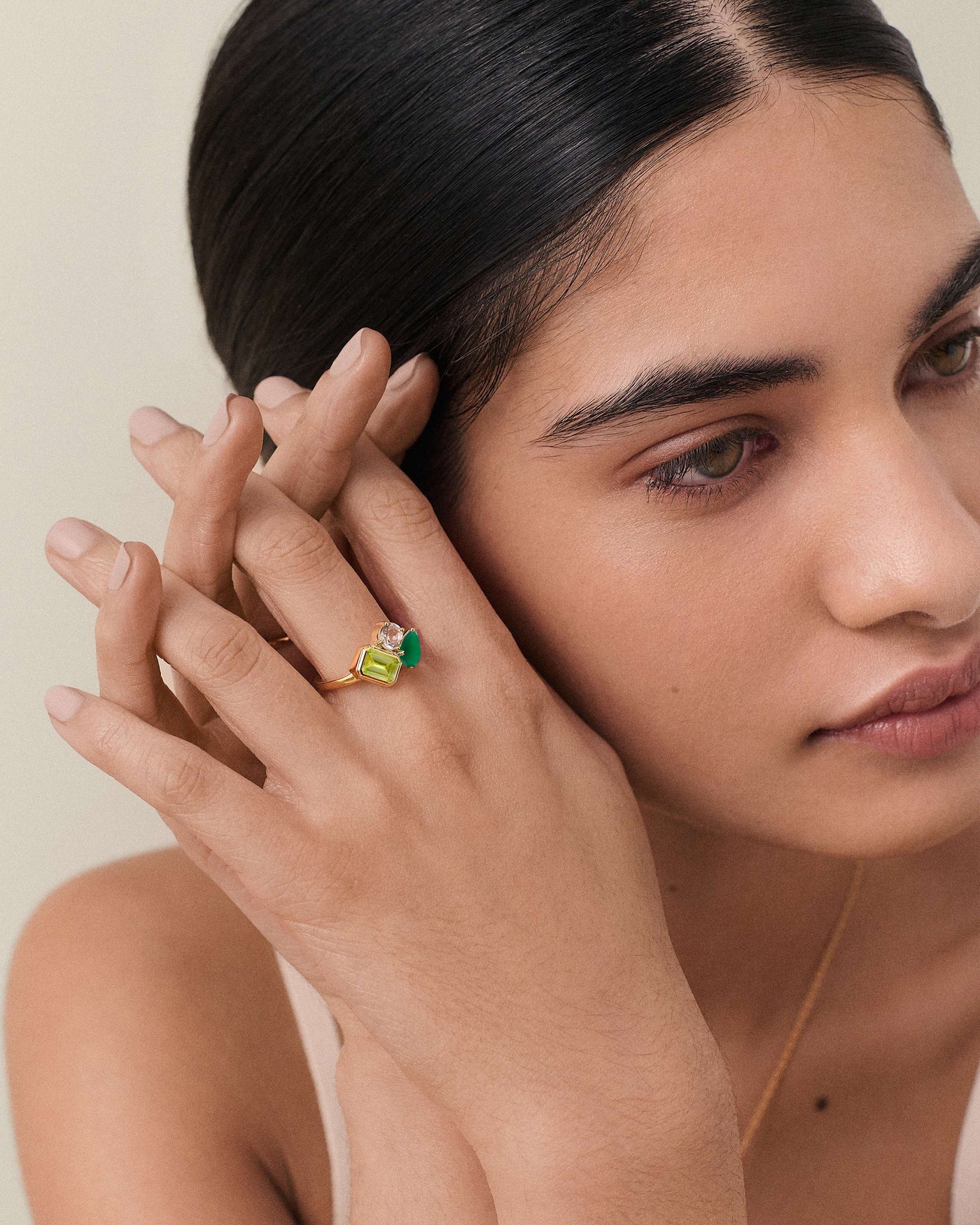 Trinity Emerald Stone Ring