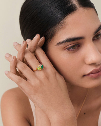 Trinity Emerald Stone Ring
