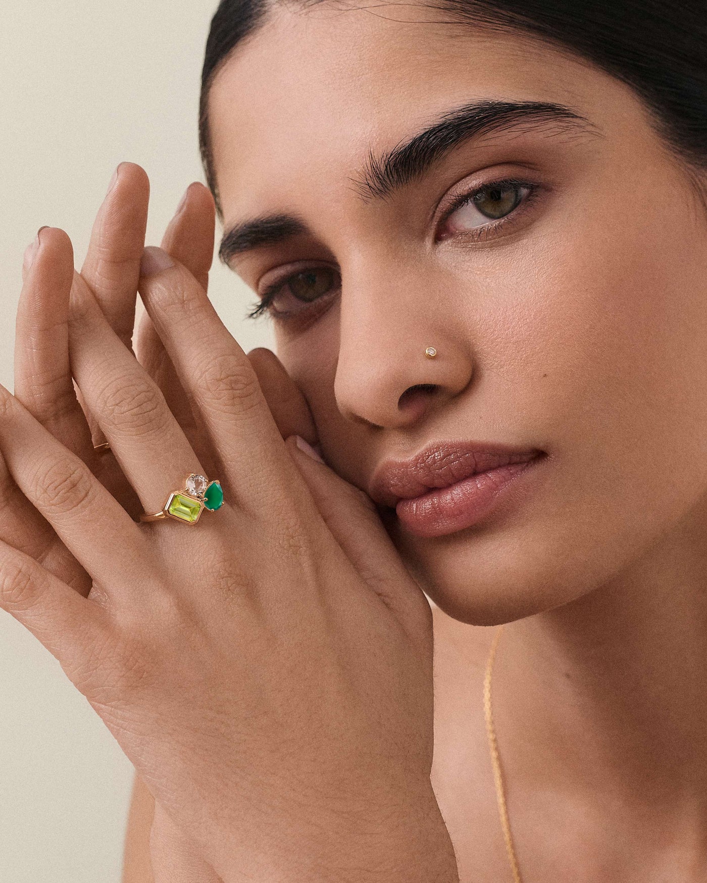 Trinity Emerald Stone Ring