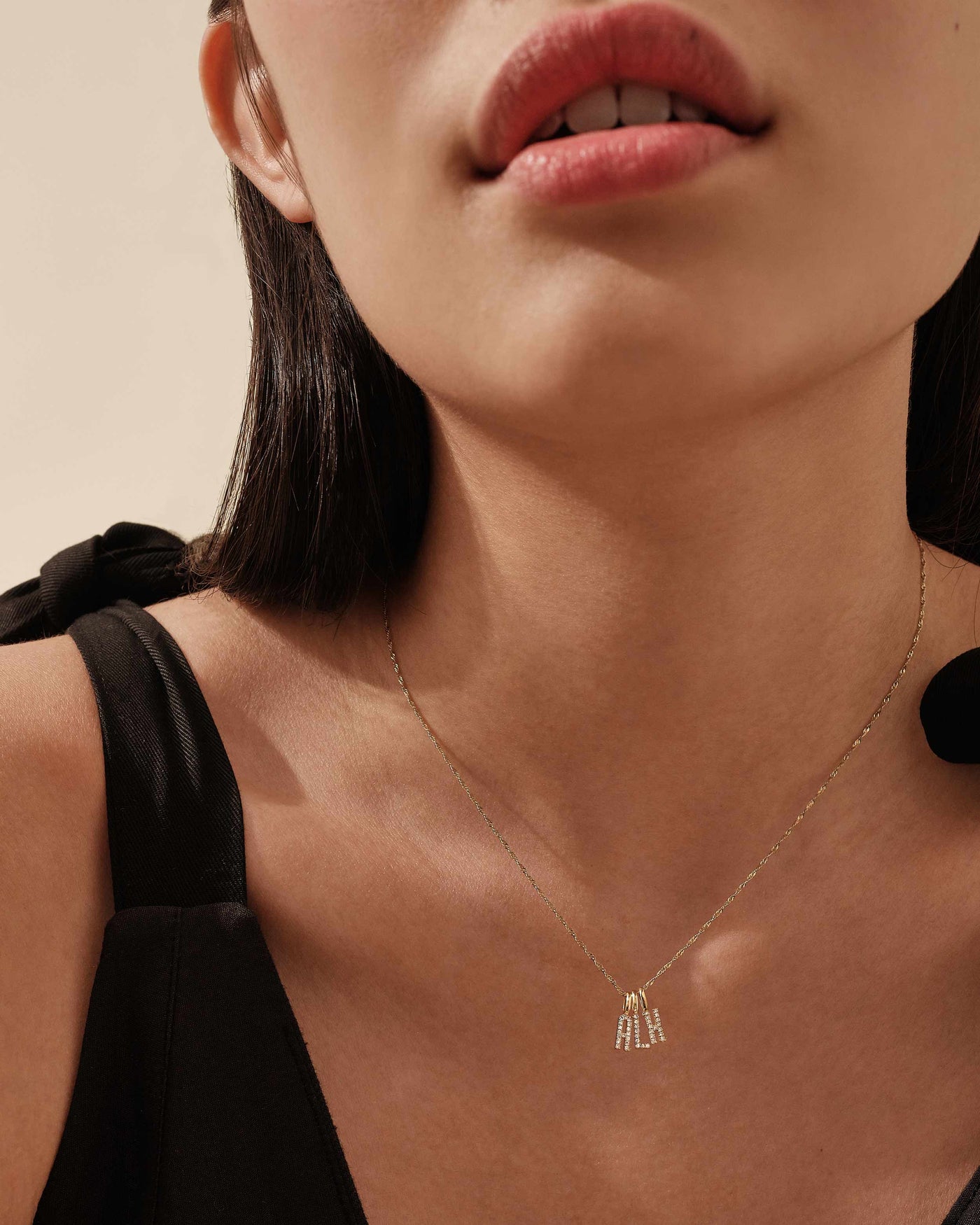 Three-Initial Diamond Pendant Necklace