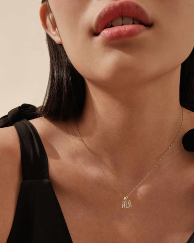 Three-Initial Diamond Pendant Necklace