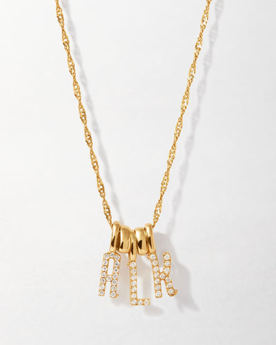 Three-Initial Diamond Pendant Necklace