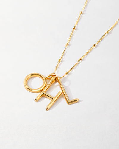 Gold Triple Initial Necklace