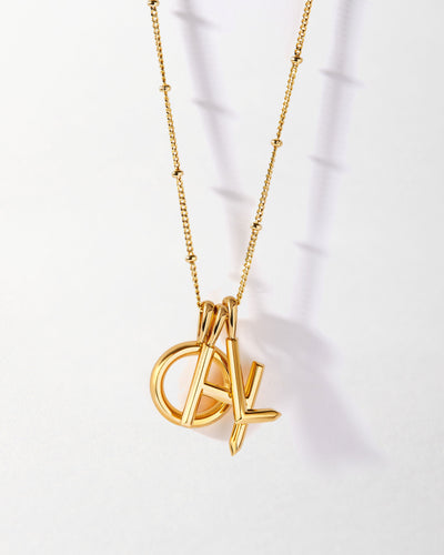 Gold Triple Initial Necklace