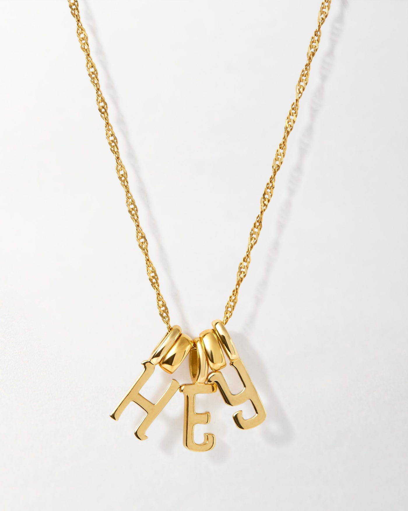 Solid Gold Necklace with Triple Initials