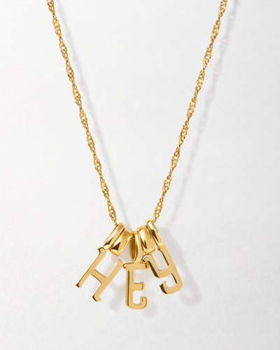 Solid Gold Necklace with Triple Initials
