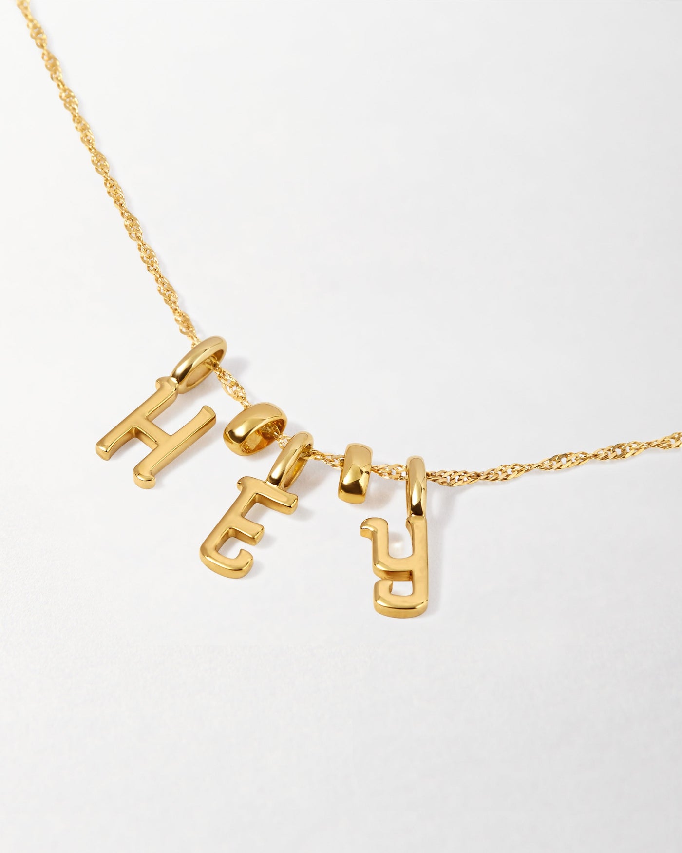 Solid Gold Necklace with Triple Initials