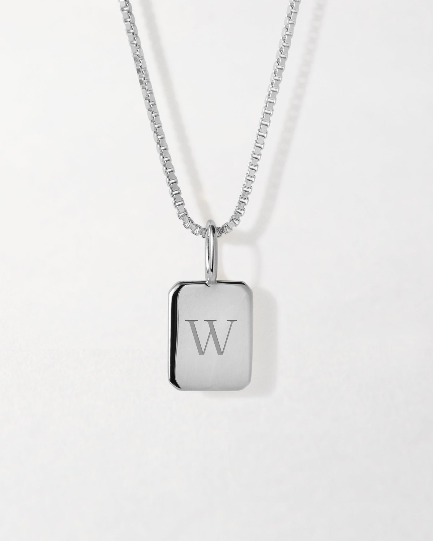 Silver Initial Tag Necklace