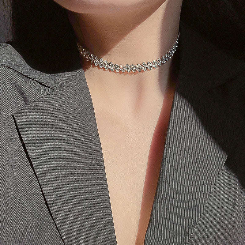 Full Rhinestone Chain Necklace | Diamond Necklace | Fashion Necklace
