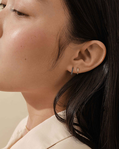 Blue Sapphire Pavé Hoop Earrings