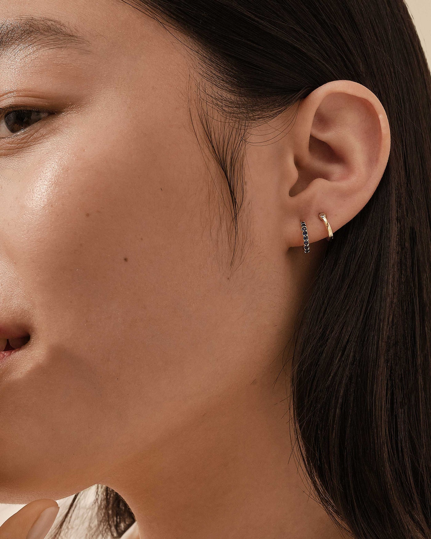 Blue Sapphire Pavé Hoop Earrings