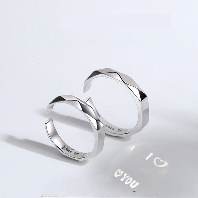 S925 Sterling Silver Projection Couple Ring