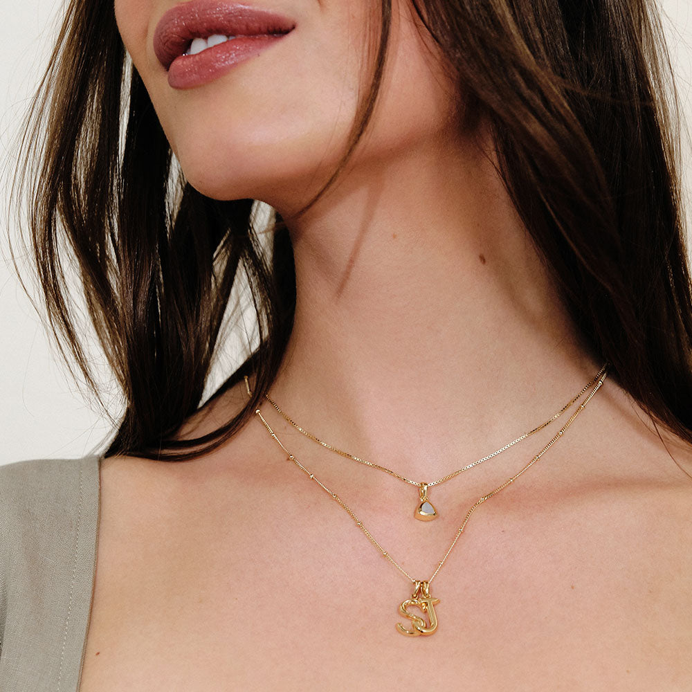 Gold Double Initial Pendant Necklace