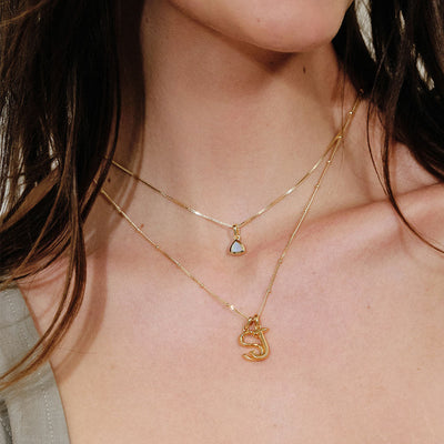 Gold Double Initial Pendant Necklace
