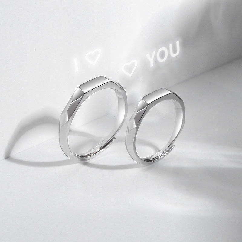 S925 Sterling Silver Projection Couple Ring