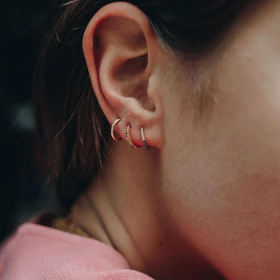 Monochrome Sapphire Huggie Earrings