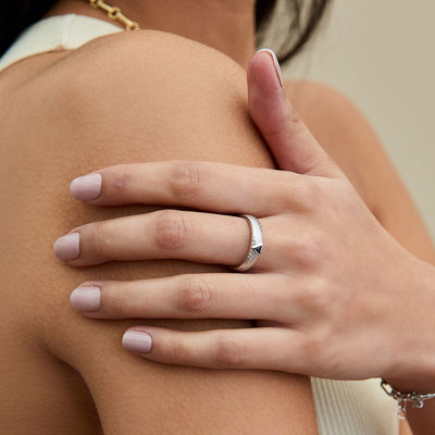 Silver Fire Sapphire Ring