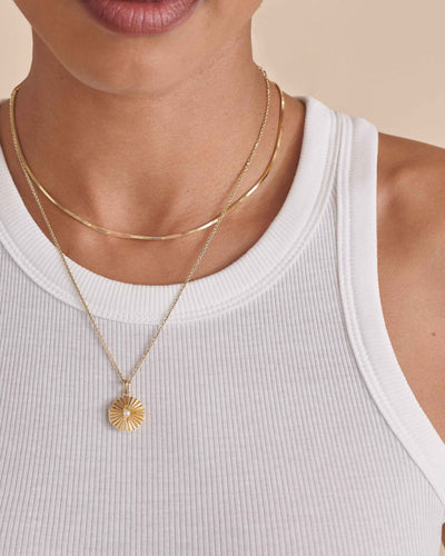 Gold Radiant Pearl Locket Necklace