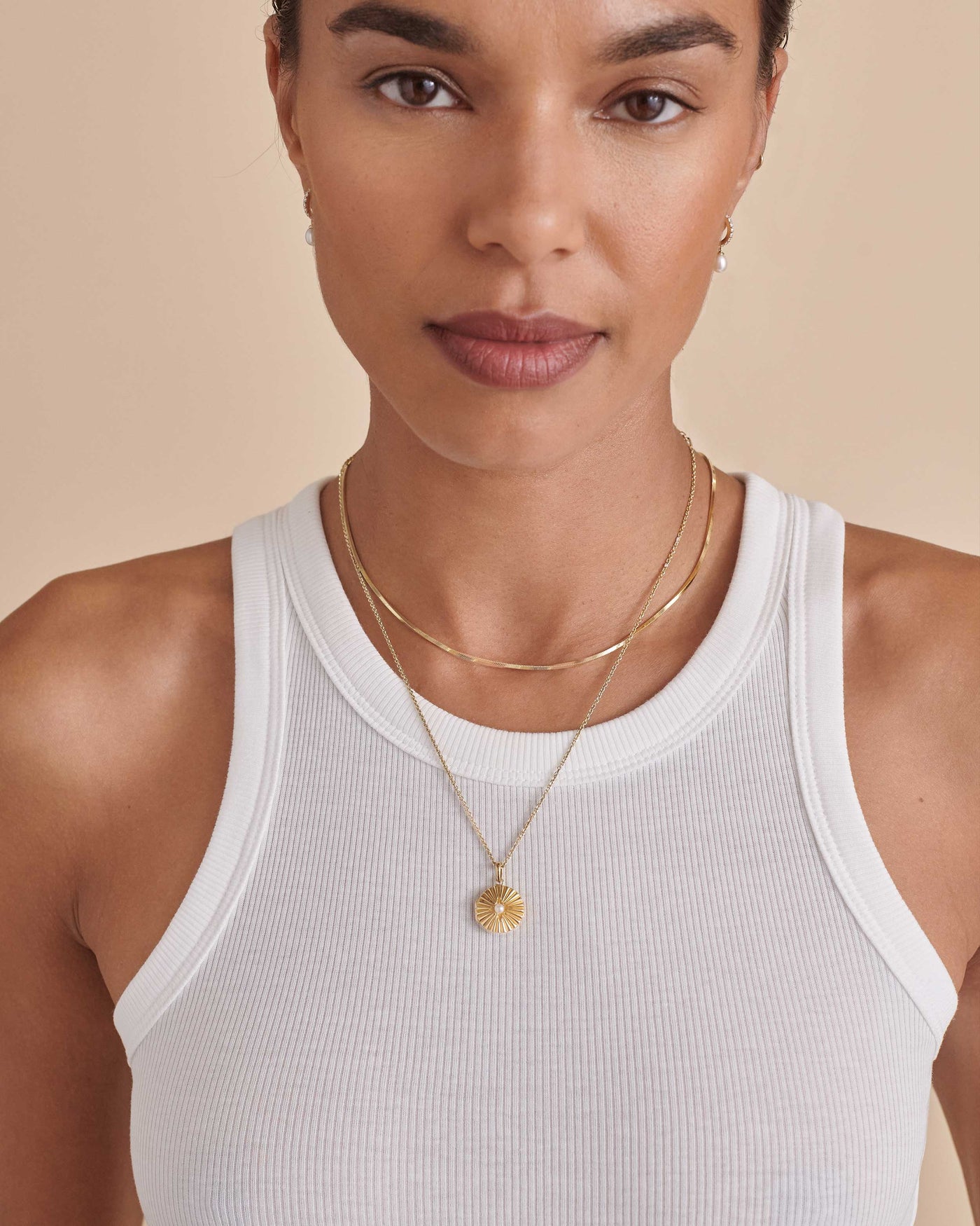 Gold Radiant Pearl Locket Necklace