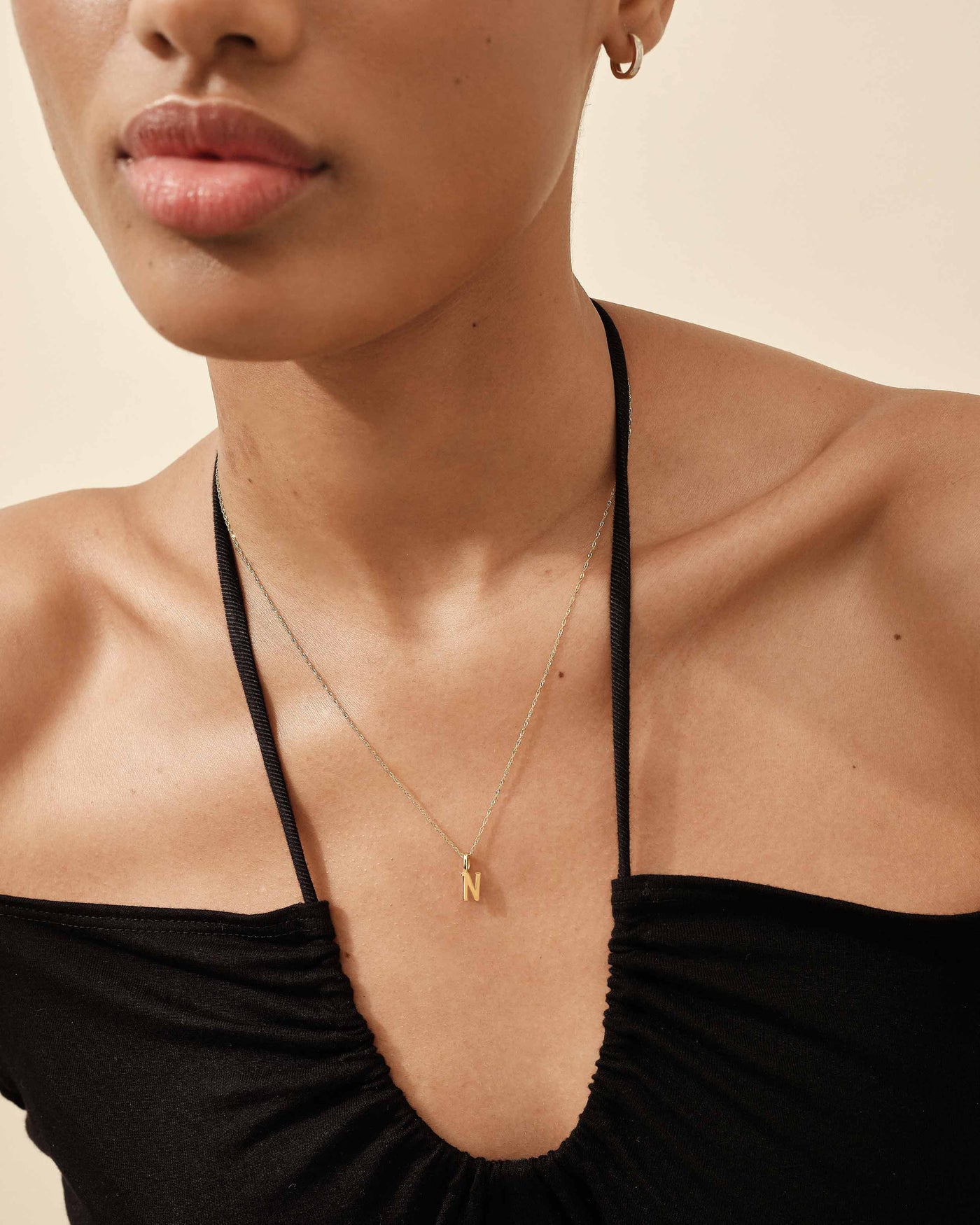 Solid Gold Necklace with Triple Initials