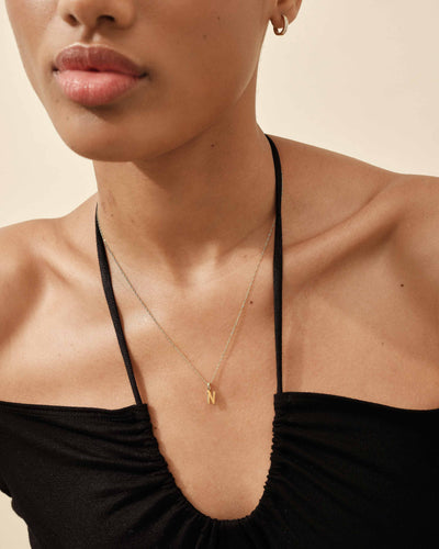 Solid Gold Necklace with Triple Initials