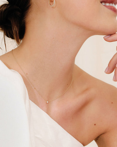 Yellow Gold Solitaire Diamond Pendant Necklace