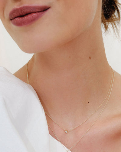 Yellow Gold Solitaire Diamond Pendant Necklace