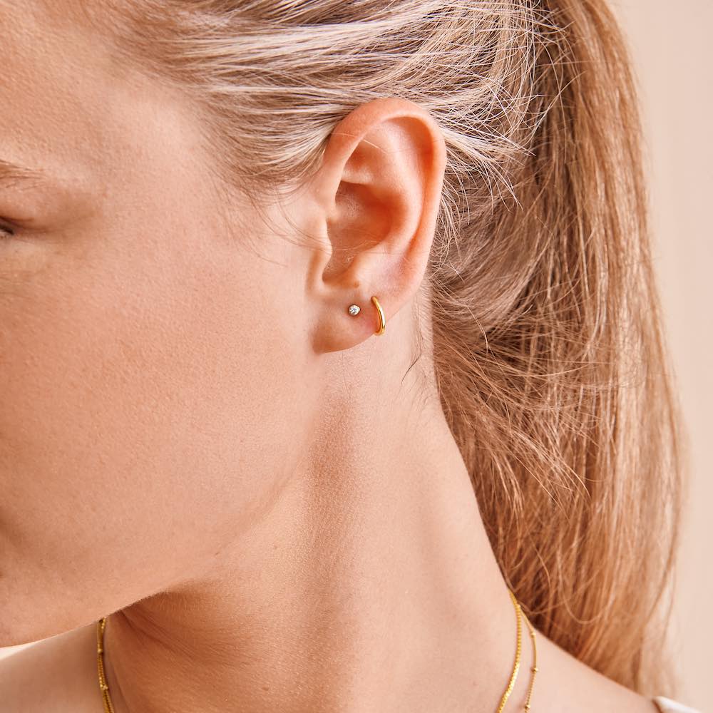 Elegant Yellow Gold Solitaire Diamond Earrings