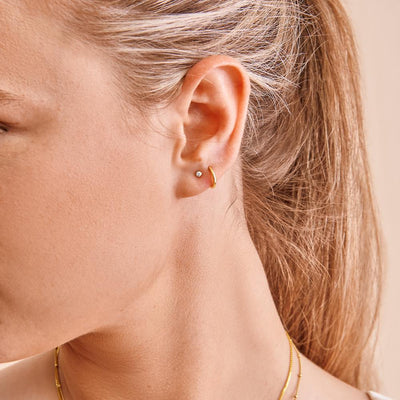 Elegant Yellow Gold Solitaire Diamond Earrings
