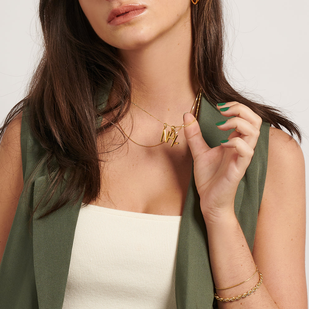 Gold Triple Initial Necklace