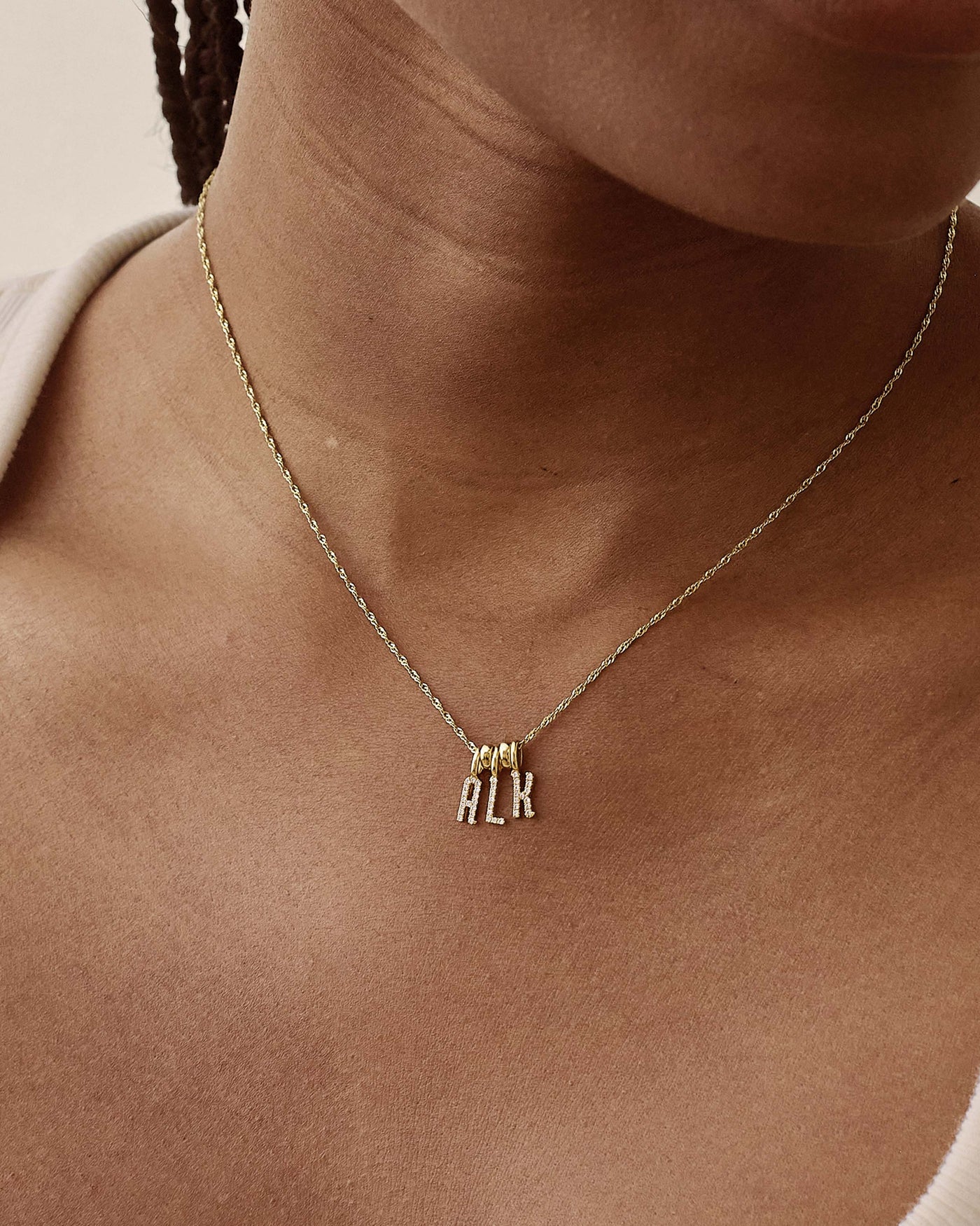 Three-Initial Diamond Pendant Necklace