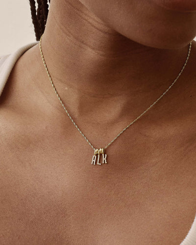 Three-Initial Diamond Pendant Necklace