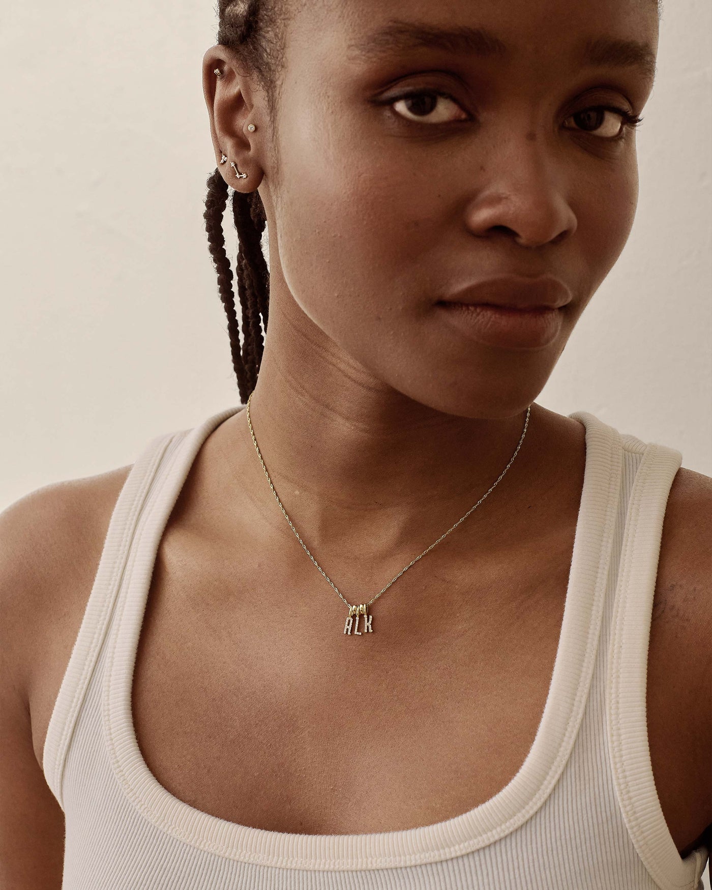 Three-Initial Diamond Pendant Necklace
